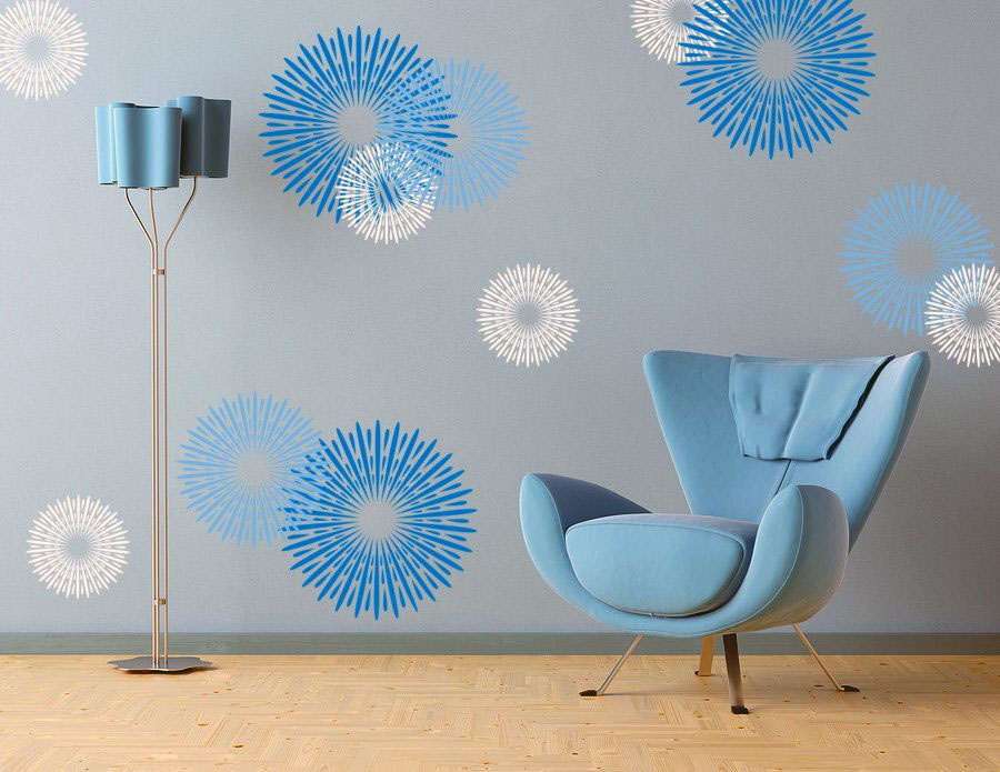 Contemporary living space with modern wall decals!
