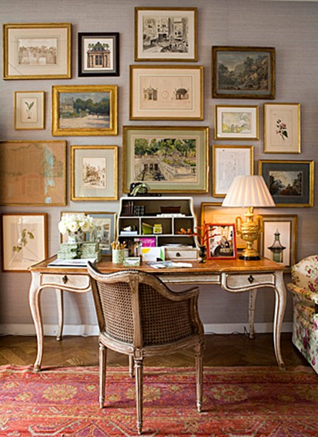 framed-art-collection-wall-decor-ideas-desk-home-office-elegant-interior-charlotte-moss