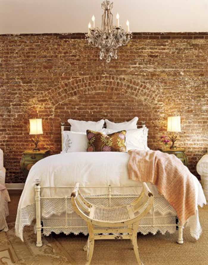 Classy Brick Wall Bedroom Interior