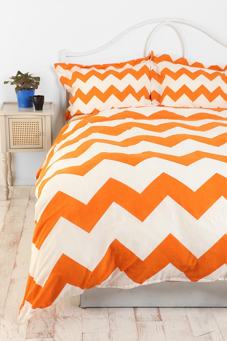 Orange chevron stripes Duvet Bedding