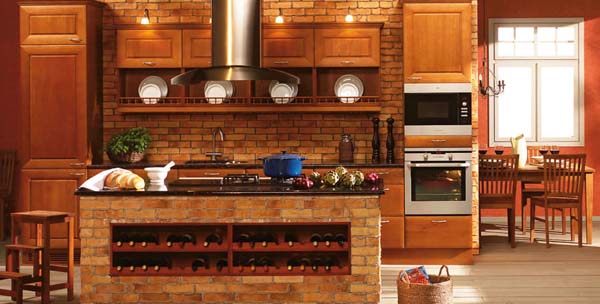 Traditional and Modern Brick Wall Kitchen