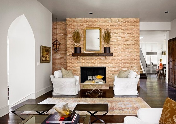 Classy Living Room with Brick Wall Design