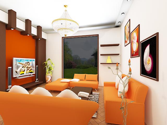 Modern Orange Living Room Design
