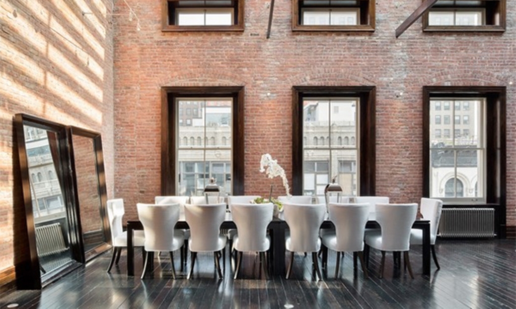 Spacious and Stylish Brick Wall Dining Room Design