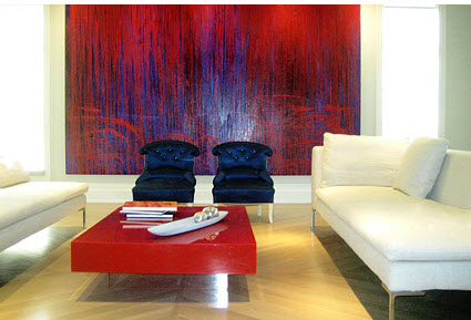 Ultra Modern Living Room with Abstract Oversized Art Piece