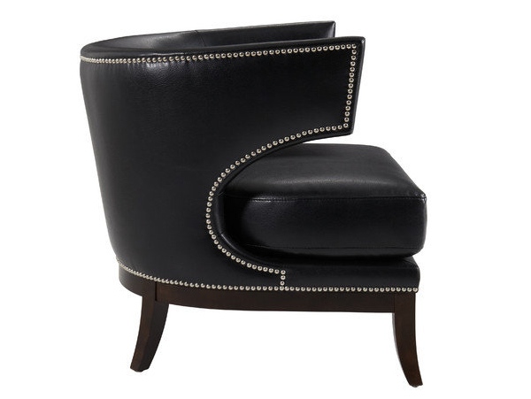 BLack Leather Modern Armchair