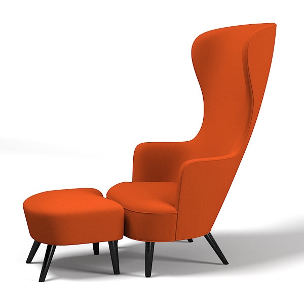 Modern Orange Wingback chair