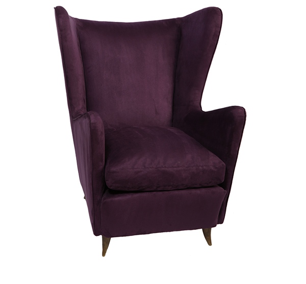 Purple Saten Wingback chair
