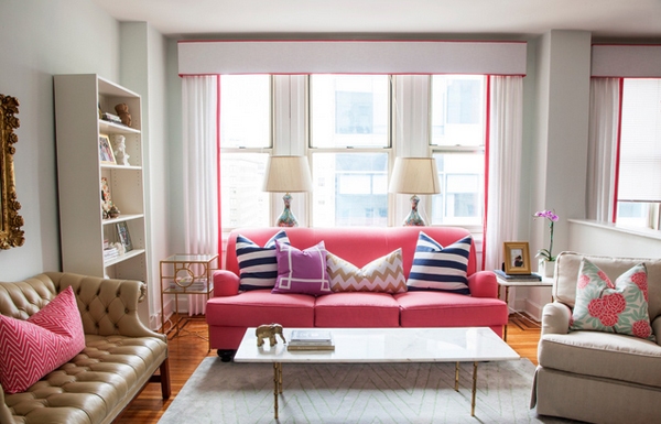 2.Charming Living Room with Pink Sofa