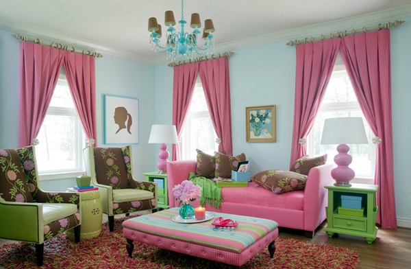 3. Elegant Living Room with Pink Sofa