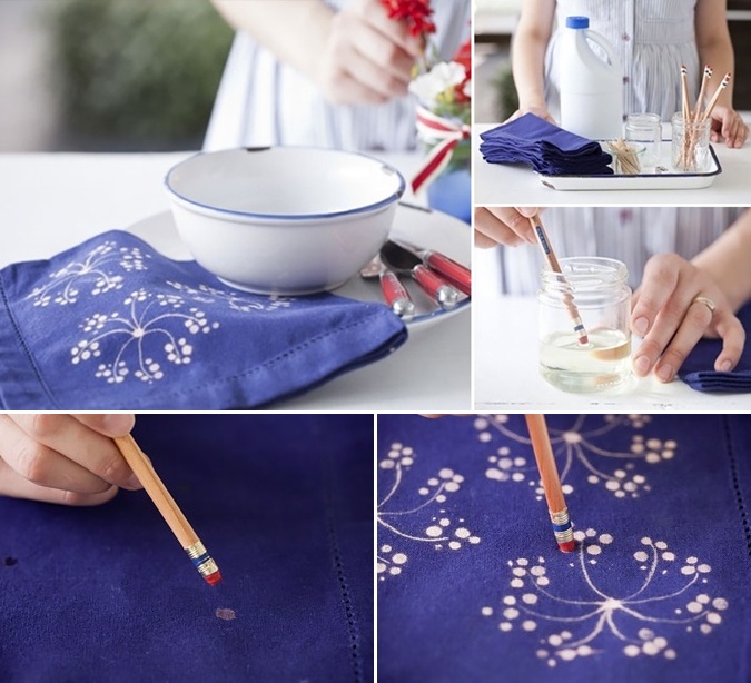 Give an Amazing Print to Your Napkins Using Bleach