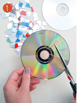 2.Cut the CD in various form pieces.