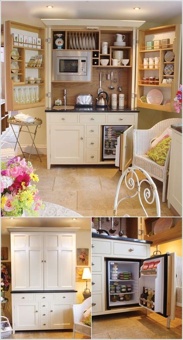 Free Standing Fold Out Kitchen Equipped with Everything You Need in a Kitchen