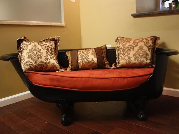 Black Claw Foot Sofa with orange coushon