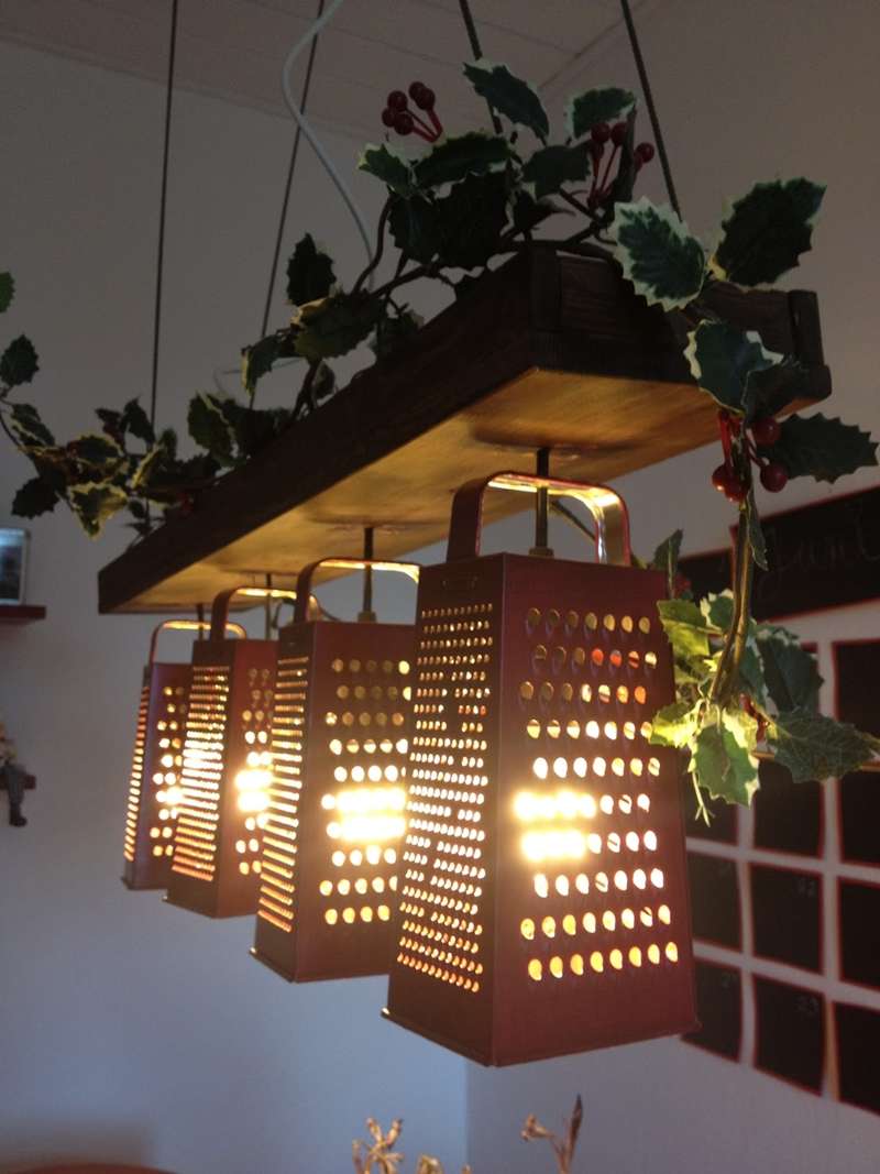 Unique Upcycled Cheese Graters Lamp for Your Kitchen
