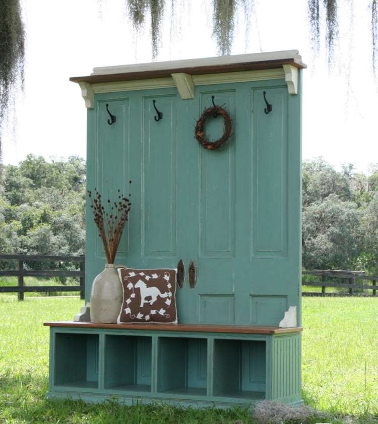 bench door entryway recycled awesome doors hall tree entry storage benches coat antique diy mudroom rack way idea using decor