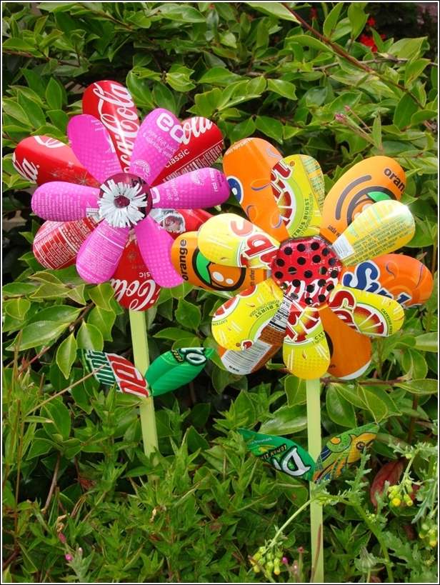 garden recycled materials flowers happiness planting amazing soda diy yard crafts projects craft recycle using made gardens decor flower things