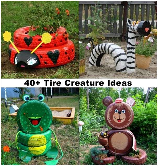40 ideas to craft recycled tire creatures for your garden