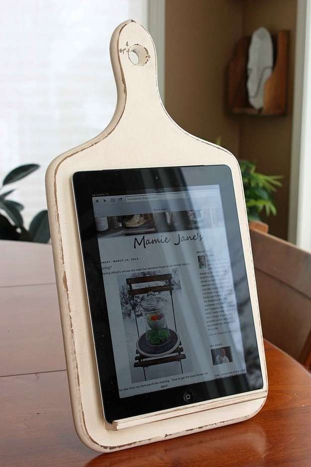 cutting board into a tablet holder