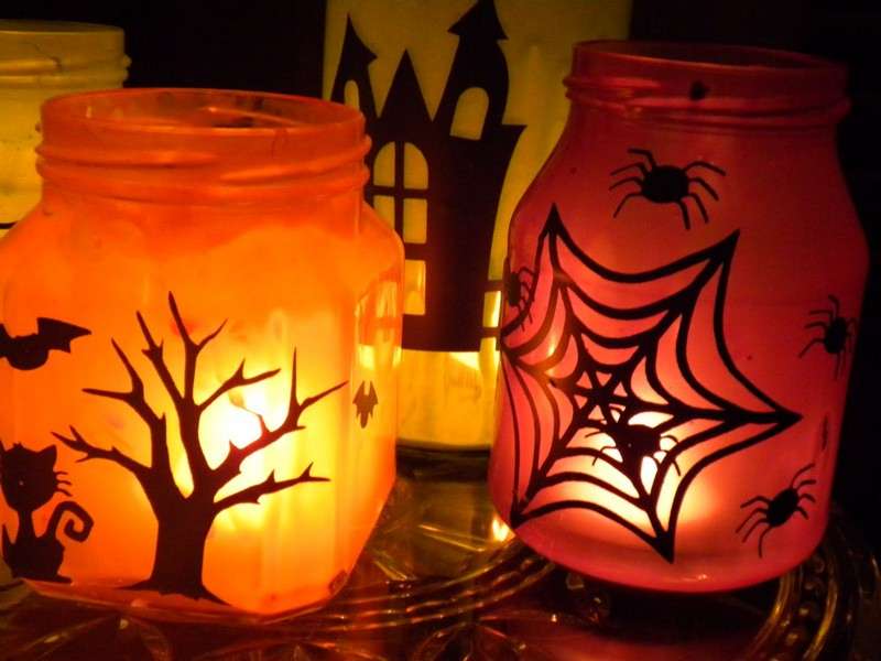 Painted Halloween Mason Jars