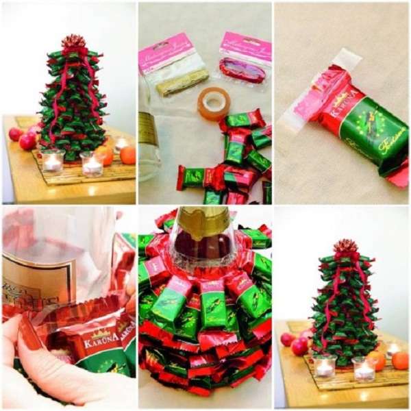 Make a Christmas tree from chocolate bars