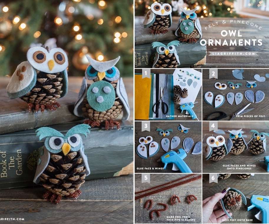 These Felt and Pine Cone Owl Ornaments Are Just Superb