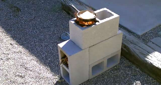 Concrete Block Rocket Stove