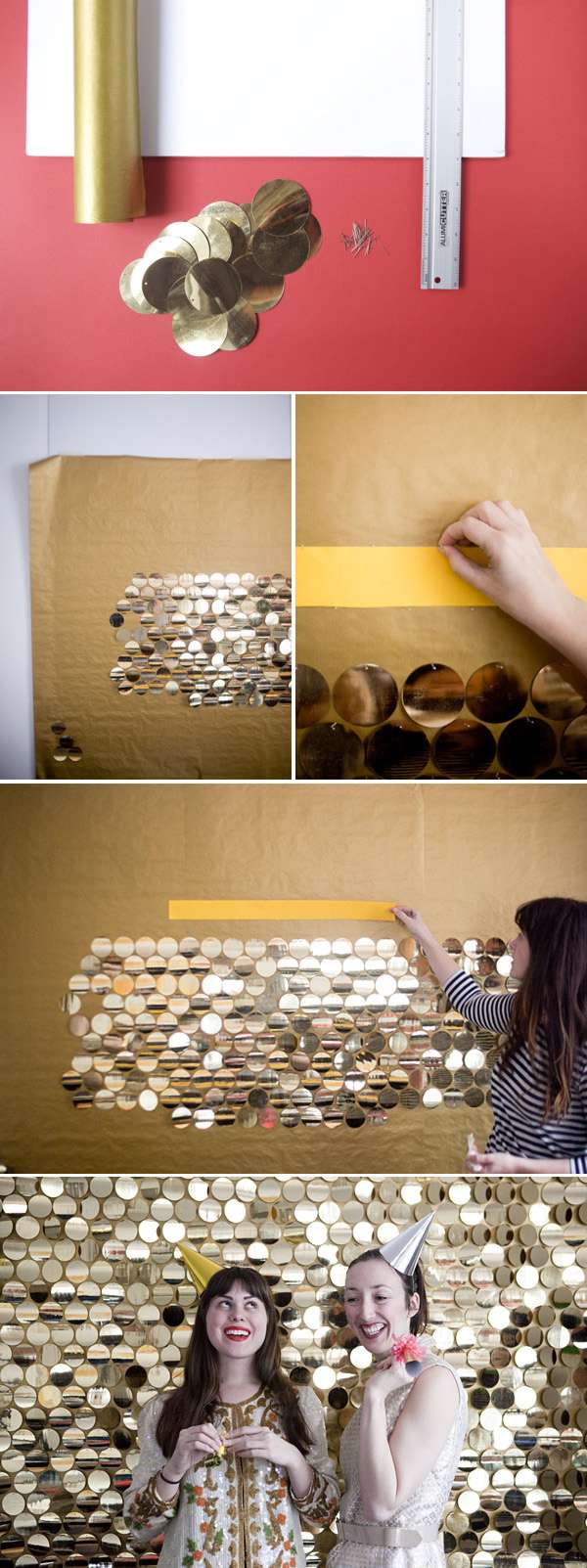 Create a sequined pallet photo backdrop for your guests.