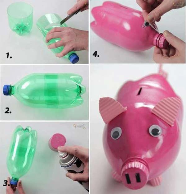 Plastic Bottle Piggy Bank