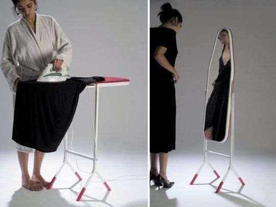 mirror that doubles as an ironing board