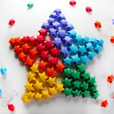 Colorful Origami Lucky Paper Stars Composition