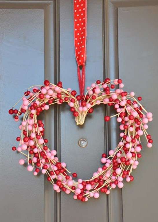Cranberries Heart Shaped Valentine's Wreath