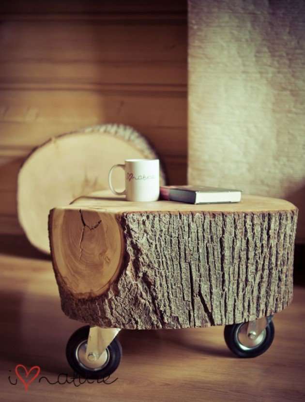 Rustic Wood Log as a coffee table