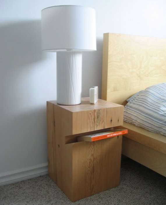 Make your own woodblock nightstand.
