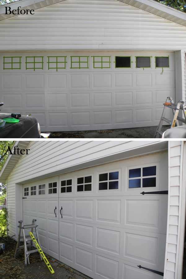 Paint windows on the garage door.