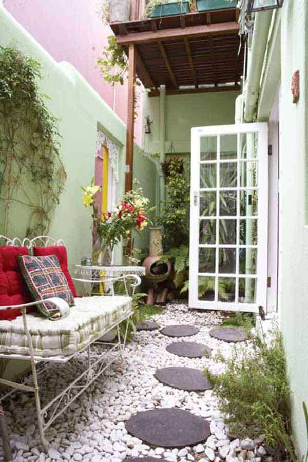 narrow patio outdoor spaces cool garden decorate courtyard side area seating space browse shade yard door