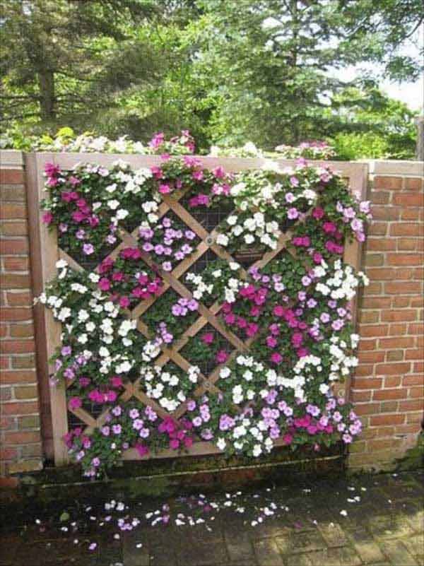 Brick fence with a lattice planter
