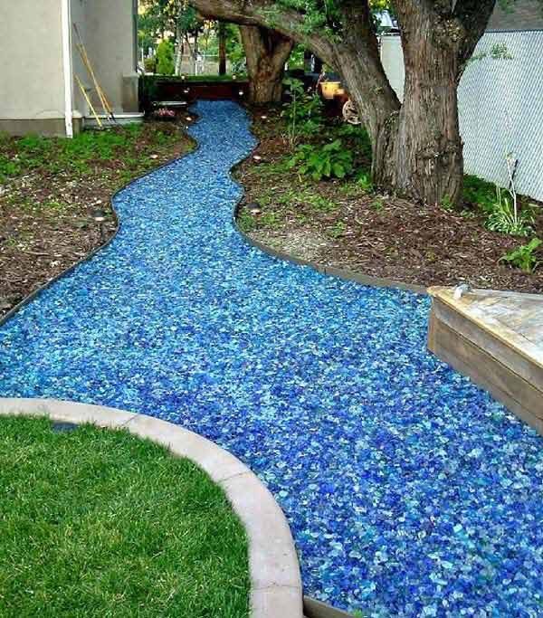 Colored glass mulching can spruce up your yard