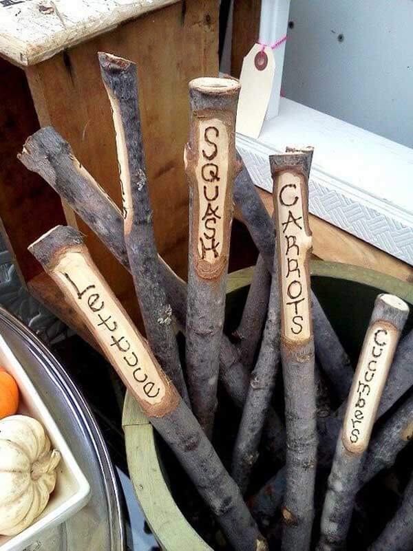 .Garden markers from Twigs and branches