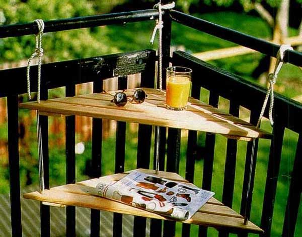 Hanging table for tiny balcony