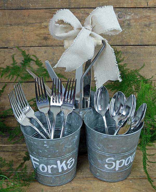 Label forks, spoons, knives with a chalk marker