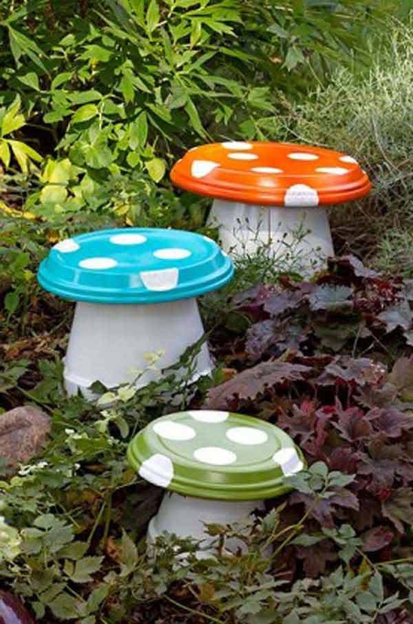 Mushroom made with terra cotta pots