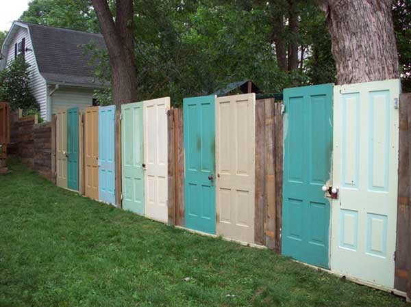Reuse old doors to use as a fence