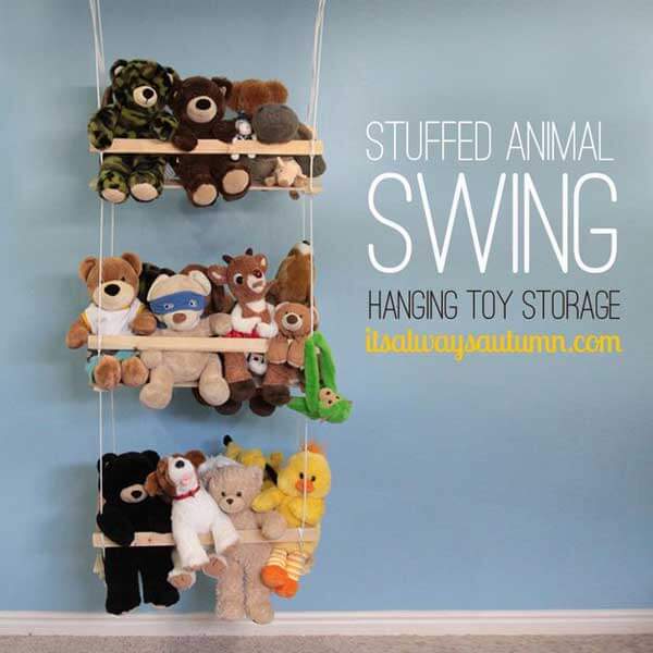 A stuffed animal swing is an equally adorable idea