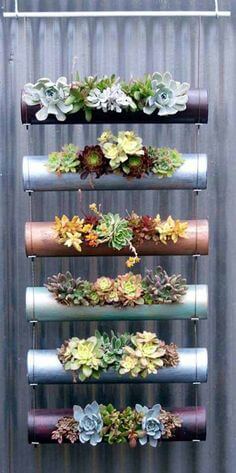 PVC pipes planter with succulents