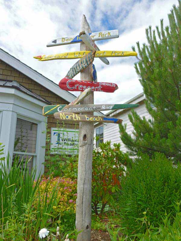 Fun focal point with a painted driftwood sign