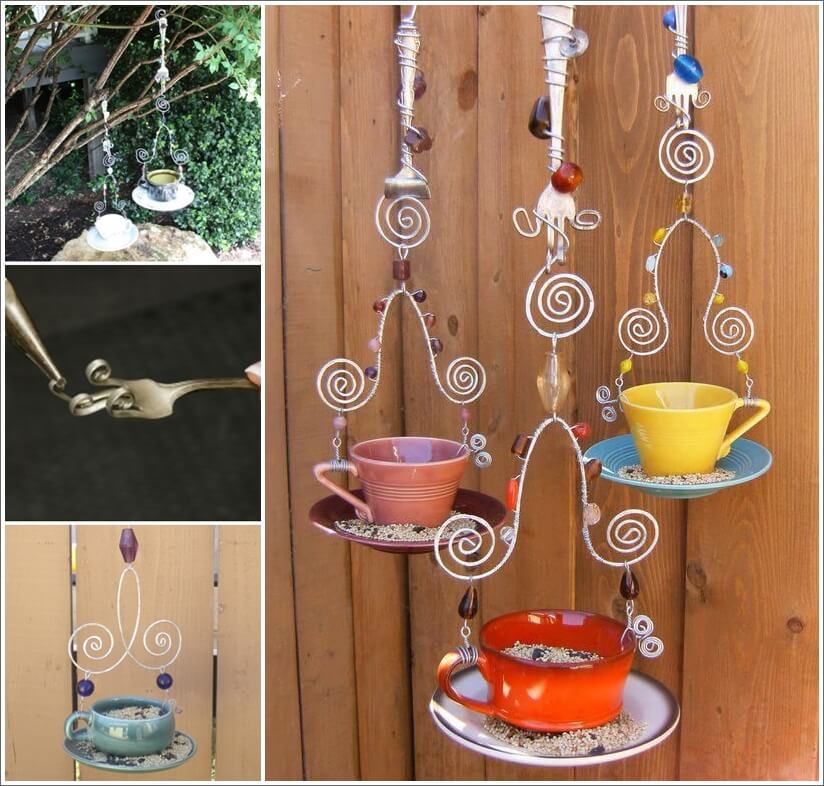 Make a Bird Feeder from Fork, Wire and a Teacup 1