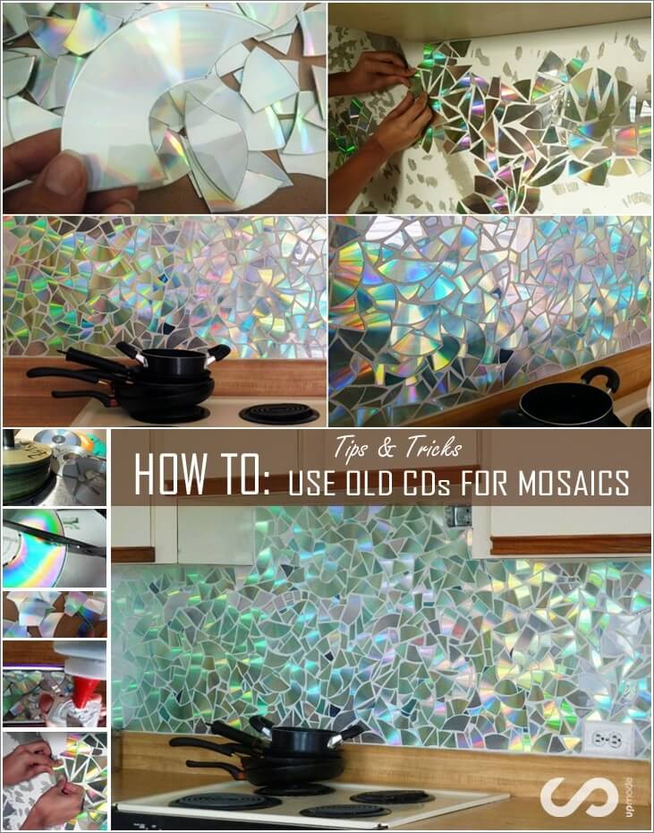 Make a Shining Mosaic Backsplash for Your Kitchen with CDs 1