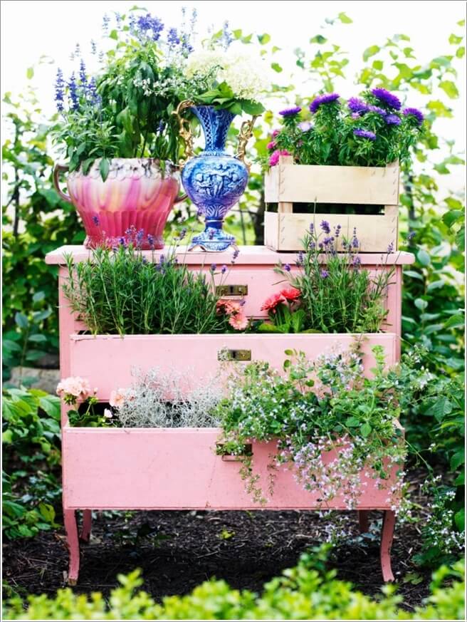 Cool and Creative Recycled Furniture Planter Ideas 3