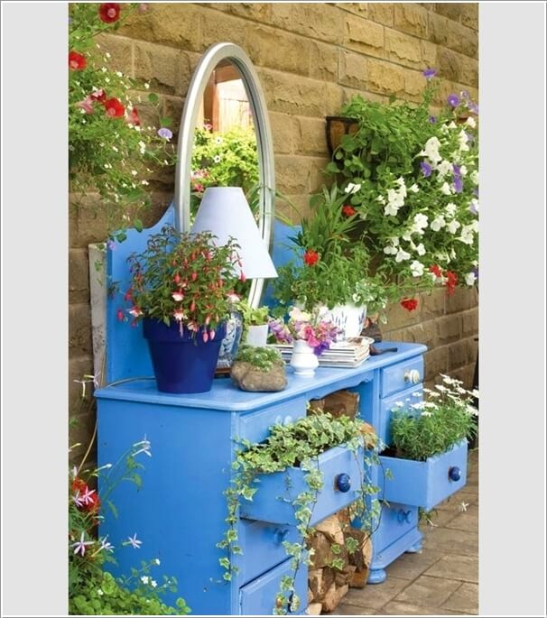 Cool and Creative Recycled Furniture Planter Ideas 1